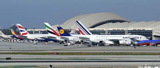 Gathering of giants at the Bradley International Terminal, Los Angeles international Airport, January 19, 2015
